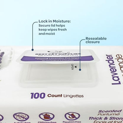 Best Pet Supplies Pet Wipes for Dogs - Dog Wipes Cleaning Deodorizing, for Coats, Ears, Paws - Calming Lavender, 400 Count