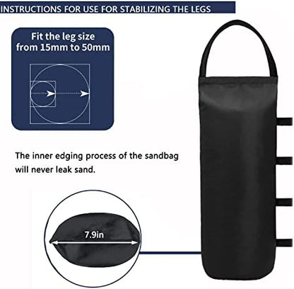4 (Black) Cylindrical Sand Bags Weights for Canopy Weight Bag Outdoor Advertising Tent Sunshade Fixed Windproof sandbag Bag Weight Bags for Pop up Canopy Tent (Without Sand)