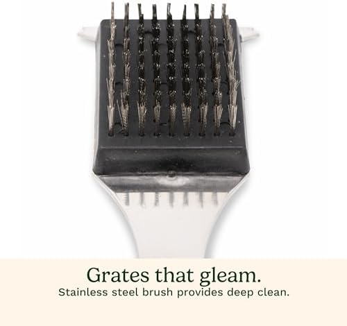 Cuisinart Stainless Steel 16.5" Long Handle Grill Cleaner Brush and Scraper for BBQ, Griddle, Grills, Cookout Tool, Grill Brush for Outdoor Grills BBQ Accessories