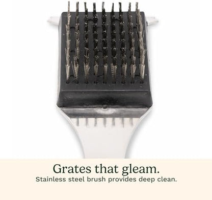 Cuisinart Stainless Steel 16.5" Long Handle Grill Cleaner Brush and Scraper for BBQ, Griddle, Grills, Cookout Tool, Grill Brush for Outdoor Grills BBQ Accessories