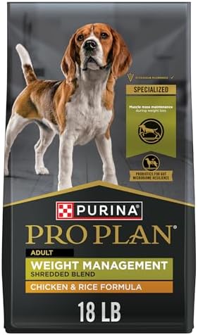 Purina Pro Plan Weight Management Dog Food Dry, Shredded Blend Chicken and Rice Formula - 34 lb. Bag