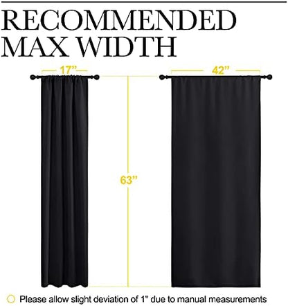 NICETOWN Halloween Black Blackout Curtain Blinds - Solid Thermal Insulated Window Treatment Blackout Drapes/Draperies for Bedroom (2 Panels, 42 inches Wide by 63 inches Long, Black)
