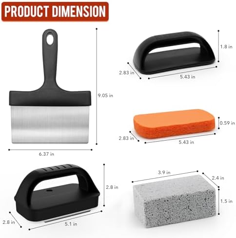Griddle Cleaning Kit for Blackstone, Flat Top Grill Cleaning Kit with Grill Stone, Griddle Scraper & Griddle Brush Easy to Remove Stain
