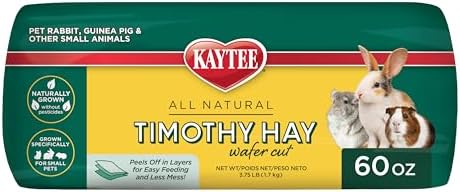 Kaytee Wafer Cut All Natural Timothy Hay for Pet Guinea Pigs, Rabbits & Other Small Animals, 60 Ounce