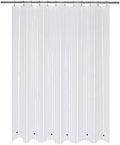 Mrs Awesome Shower Curtain Liner with 6 Magnets Clear Thick PEVA, Premium Waterproof Plastic Shower Curtain Standard Size 72 x 72 inch, Clear