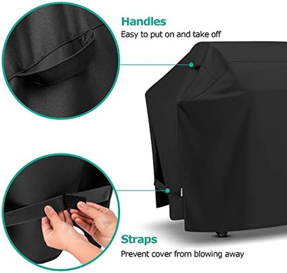 SunPatio Grill Cover 55 Inch, Outdoor Heavy Duty Waterproof Barbecue Gas Cover, UV & Fade Resistant, All Weather Protection Compatible for Weber Charbroil Nexgrill Kenmore Grills and More, Black