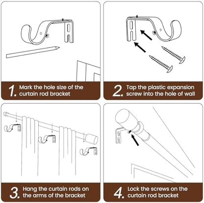 1” Diameter Curtain Rods Itself is 30 to144 inch 1 Pack Fit 30-142 inch, 66 to 120 inch Window with Heavy Duty Adjustable Rod Matte Black Curtain Splicing Metal Extra Long Curtain Rod for Windows
