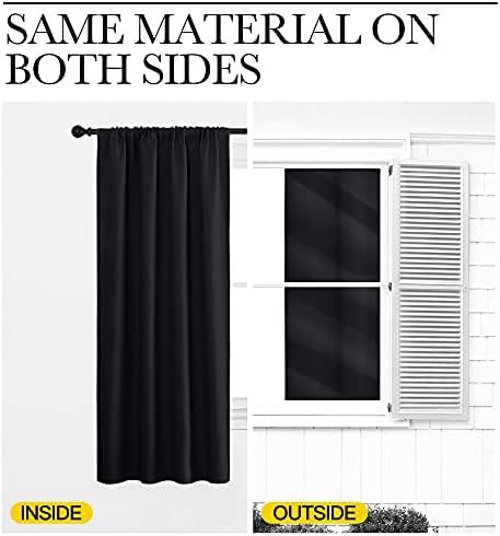 NICETOWN Halloween Black Blackout Curtain Blinds - Solid Thermal Insulated Window Treatment Blackout Drapes/Draperies for Bedroom (2 Panels, 42 inches Wide by 63 inches Long, Black)