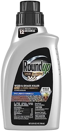Roundup Dual Action 365 Weed & Grass Killer Plus 12 Month Preventer Concentrate, Kills & Prevents for up to 1 Year, 32 fl.oz.