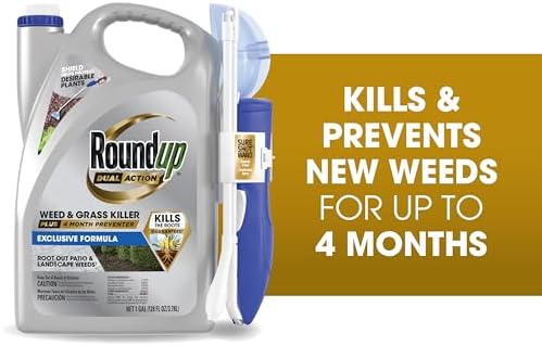 Roundup Dual Action Weed & Grass Killer Plus 4 Month Preventer with Sure Shot Wand, 1 gal.