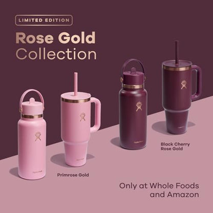Hydro Flask 40 Oz Travel Tumbler with Handle, Lid and Straw - Insulated Stainless Steel in Black Cherry Rose Gold