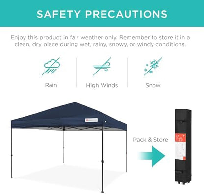 Best Choice Products 10x10ft 1-Person Setup Pop Up Canopy Tent Instant Portable Shelter w/ 1-Button Push, Case, 4 Weight Bags - Blue
