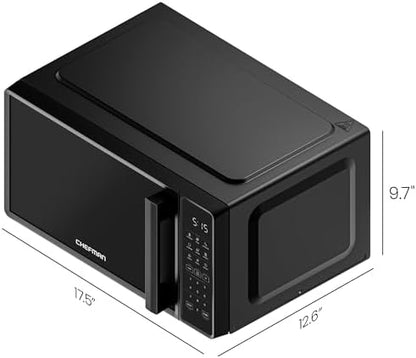 Chefman Countertop Microwave Oven 0.7 Cu. Ft., 700 Watts with 10 Power Levels, 6 Cooking Presets with One-Touch Express Cook, Eco Mode, Child Safety Lock, & Mute Button - Black