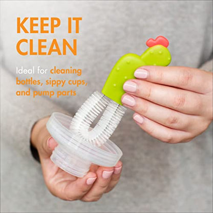 Boon Cacti Replacement Baby Bottle Brushes - Includes Bottle Cleaner Brush, Straw Cleaner Brush, Nipple Brush and Detail Brush for Baby Bottles - Newborn Essentials - Sage - 4 Count