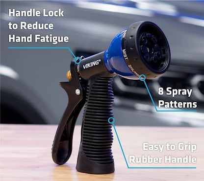 VIKING Hose Nozzle, Garden Hose Nozzle with 8 Spray Patterns, Adjustable and Heavy Duty for Washing Car, Watering Plants, Washing Pets, and Home Use, 2 Pack