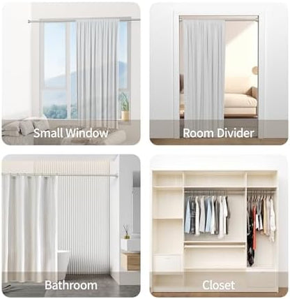 Shower Curtain Rod, 1" Diameter Heavy Duty Tension Shower Rod, Non Slip Adjustable 28-74 inch No Drill Shower Curtain Rods Spring Tension For Bathroom, Shower Stall, No Rust, Brushed Nickel