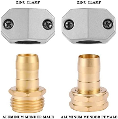Garden Hose Repair Kits, 3 Sets Aluminum Alloy Water Hose Connector, Fit 3/4" and 5/8" Garden Hose, Male and Female Hose End Repair Fittings Replacement, Hose Mender Kit