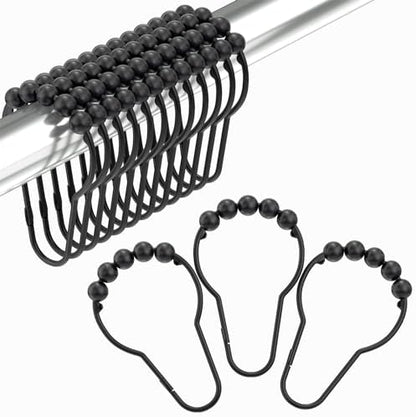 Black Shower Curtain Hooks, Amazer Shower Curtain Hooks, Shower Hooks for Shower Curtain, Decorative Shower Curtain Hooks Rust Proof Stainless Steel Shower Curtain Hooks Set of 12