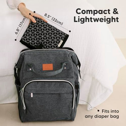 KeaBabies Portable Diaper Changing Pad, Easy Wipe Clean - Foldable Waterproof Baby Changing Mat for Diaper Bag, Compact, Lightweight, Baby Changer Travel Essential, Machine Washable (Black Geo)