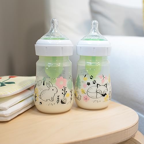 Dr. Brown’s Natural Flow Anti-Colic Options+ Wide-Neck Baby Bottle Designer Edition Bottles, Woodland Decos, 5 oz/150 mL, Level 1 Nipple, 2-Pack, 0m+