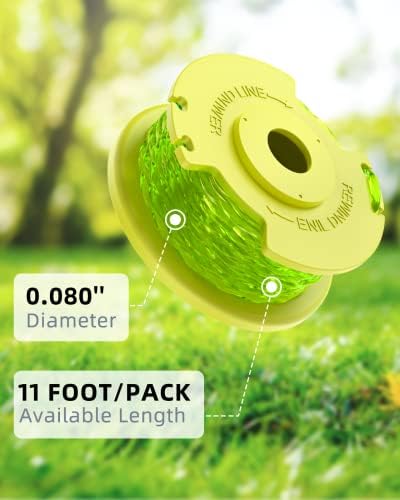 Weed Wacker String Compatible with Ryobi One Plus+ AC80RL3, 0.08'' String Trimmer Refill Line,Weed Eater String Compatible with Ryobi 18V, 24V, 40V Trimmers(10 Replacement Spools, 2 Trimmer Caps)