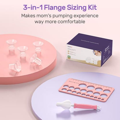 Nuliie 10PCS Flange Sizing Kit 12/14/16/18/20mm for 24mm Flange/Shield of Most Pumps, Silicone Flanges Insert for Momcozy/Spectra Electric Breast Pump, Pumping Essential Kit for Moms