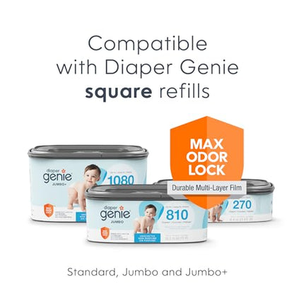 Diaper Genie Select Pail Registry Gift Set (White) | Made of Durable Stainless Steel Metal | Includes 2 Jumbo Refills | Holds 1620 Newborn Diapers