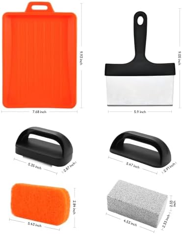Upgraded Griddle Cleaning Kit for Blackstone 18 Pieces Flat Top Grill Accessories Cleaner Tool Set with Scraper, Heat-Resistant Silicone Spatula Mat with Hanger, Grill Brick, Scouring Pads