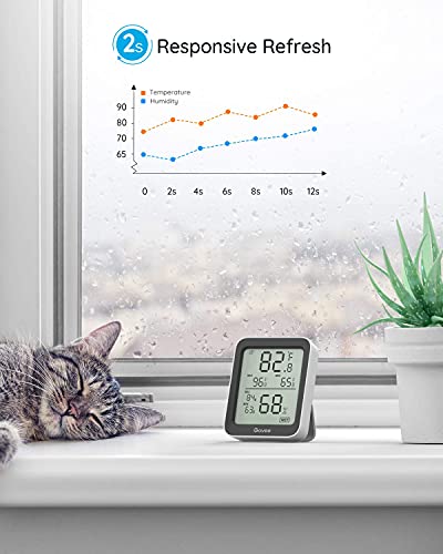 Govee Bluetooth Hygrometer Thermometer, Large LCD, Max/Min Records, 2-Year Data Storage - Black, 2 Pack
