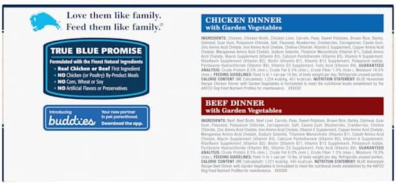 Blue Buffalo Homestyle Recipe Adult Wet Dog Food, Made with Natural Ingredients, Chicken and Beef Dinner Variety Pack, 12.5-oz Cans (6 Count, 3 of each)