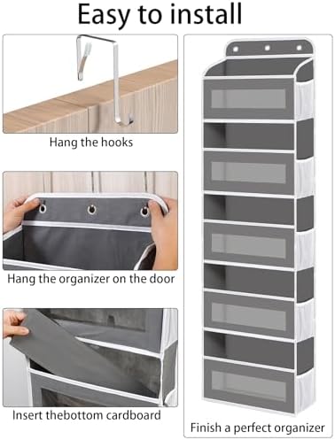 Over The Door Organizer, 5 Shelves Closet Door Hanging Organizer with 10 Mesh Pockets, Nursery Closet Organizer, Baby Essentials, Stuffed Animal Storage