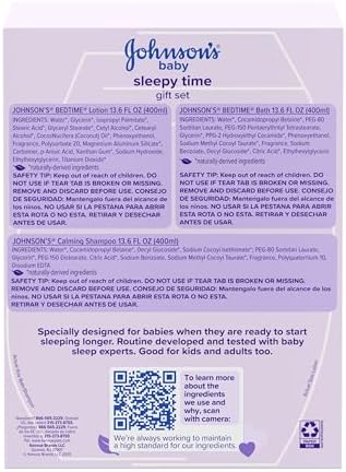 Johnson's Baby Sleepy Time Bedtime Gift Set with Relaxing NaturalCalm Aromas, Bedtime Baby Bath Shampoo, Wash & Lotion, Baby Bedtime Essentials, Hypoallergenic & Paraben-Free, 3 Items