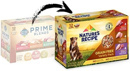 Nature's Recipe Nature’s Recipe 2.75 Ounce Grain Free Chicken & Beef, Chicken & Turkey, Chicken & Lamb Wet Dog Food Variety Pack, 12 Pack, 2 Count Case