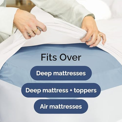 Extra Deep Queen Fitted Sheet - Hotel Luxury Single Fitted Sheet Only - Easily Fits 18 inch to 24 inch Mattress - Ultra Soft, Wrinkle Free w/Extra Deep Pockets - Easy-Care, Breathable & Comfy - White