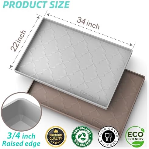 SIKADEER 34" x 22" Under Sink Mat Waterproof, Silicone Mat Kitchen Drawer Shelf and Cabinet Liner, Sink Protector for Kitchen Organizers and Storage, Boot Tray Pet Food Mats