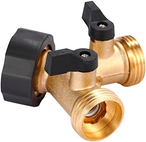 Garden Hose Splitter 2 Way Heavy Duty, Y Connector Brass Garden Hose Adapter, 2 Pack Hose Bib Splitter with 4 Extra Rubber Washers