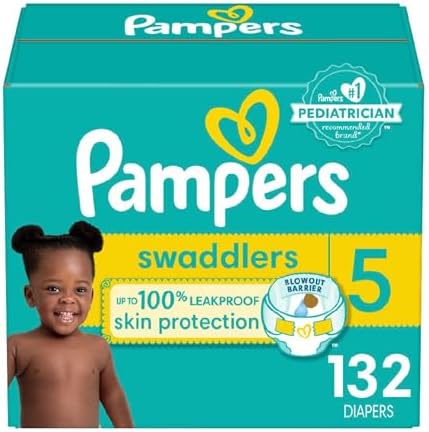 Pampers Baby Diapers - Swaddlers - Size 5, 132 Count, Ultra Absorbent Disposable Infant Diaper