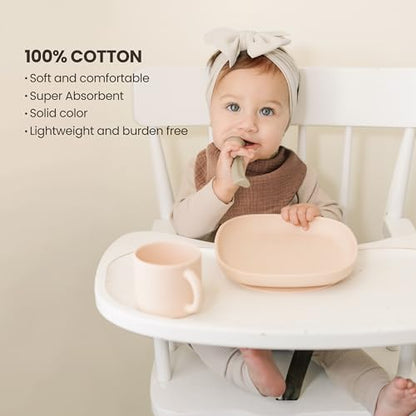 Konssy Muslin Baby Bibs 10 Pack Baby Bandana Drool Bibs 100% Cotton for Unisex Boys and Girls, Soft Absorbent Set for Teething and Drooling