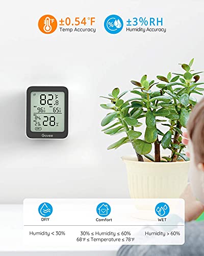 Govee Bluetooth Hygrometer Thermometer, Large LCD, Max/Min Records, 2-Year Data Storage - Black, 2 Pack