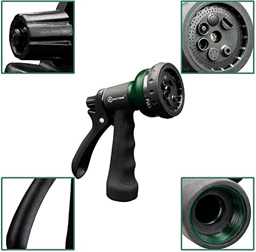 AUTOMAN Garden Hose Nozzle 2PK, ABS Water Spray Nozzle with 7 Adjustable Patterns, Slip Resistant for Watering Plants, Lawn, Garden, Washing Cars, Cleaning, Showering Pets & Outdoor Fun