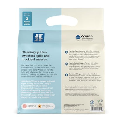 Hello Bello Extra Gentle Unscented Baby Wipes, Plant Based, Made with 99% Water and Aloe for Babies and Kids, 720 Count