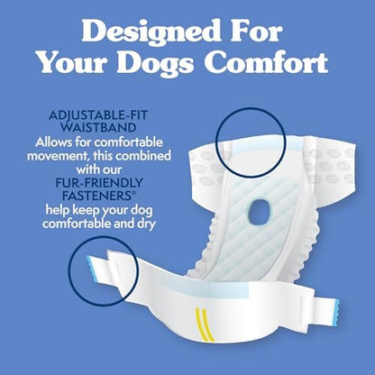 Simple Solution Female Dog Diapers – Disposable Diapers for Potty Training, Incontinence, and Heat Cycle Protection – Leak-Proof Fit for Small Dogs, 12–19 Inch Waist – 30 Count