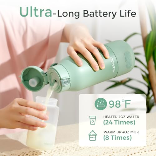 Momcozy Portable Milk Warmer for Travel – Dual Heating Modes for Breast Milk & Water, Portable Bottle Warmer with Fast Heating & Long Battery Life, 17 Ounces Large Capacity to Meet Your All-Day Needs