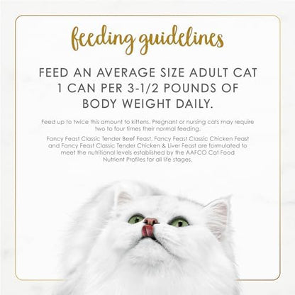 Purina Fancy Feast Chicken and Beef Classic Pate Collection Grain Free Wet Cat Food Variety Pack - (Pack of 24) 3 Oz. Pull-Top Cans