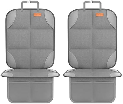 2 Pack Car Seat Protector - 600D Fabric Waterproof Carseat Protector with Thickly Padded to Protect Your Car Seats from Child Seats and Pets (Light Grey)