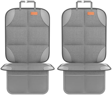 2 Pack Car Seat Protector - 600D Fabric Waterproof Carseat Protector with Thickly Padded to Protect Your Car Seats from Child Seats and Pets (Light Grey)