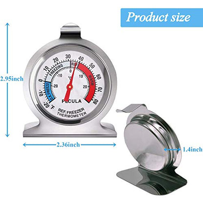 4PACK Refrigerator Thermometer -30-30 deg C/-20-80 deg F, Classic Fridge Thermometer Large Dial with Red Indicator Thermometer for Freezer Refrigerator Cooler