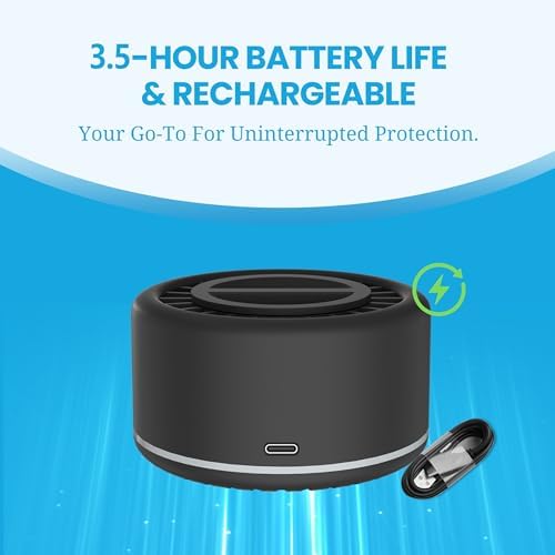 Mosquito Repellent Outdoor Patio, Bug Repellent Outdoor Portable Insect Repeller, Rechargeable Mosquito Repellent Device Camping Hiking 2 Refills (Black)