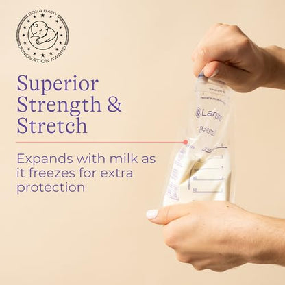 Lansinoh Breastmilk Storage Bags, 200 Count Value Pack, Baby Essentials, Fast Freeze & Thaw Breast Milk Bags for Baby Bottle Feeding, Superior Strength & Stretch, 6 Ounce