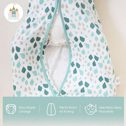 Cute Castle Baby Sleep Sack 0-6 Months - Lightweight 100% Cotton 2-Way Zipper TOG 0.5 Infant Wearable Blanket, Newborn Essentials Toddler Sleep Clothes (3 Pack Green)